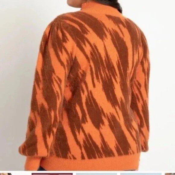 ELOGUII Intarsia Sweater size 18/20 orange brown Mock Neck - Picture 9 of 9